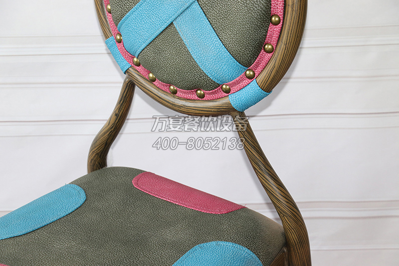 五金圆背火锅桌椅-铁管餐椅绿色座垫椅子-咖啡厅甜品店餐椅